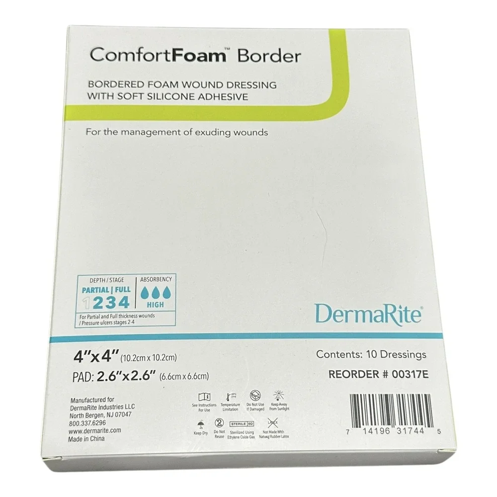 NEW DermaRite Comfort Foam Border Wound Dressing 4